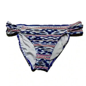 PINK Victorias Secret Bikini Bottoms Size Small Cheeky Blue White Geometric